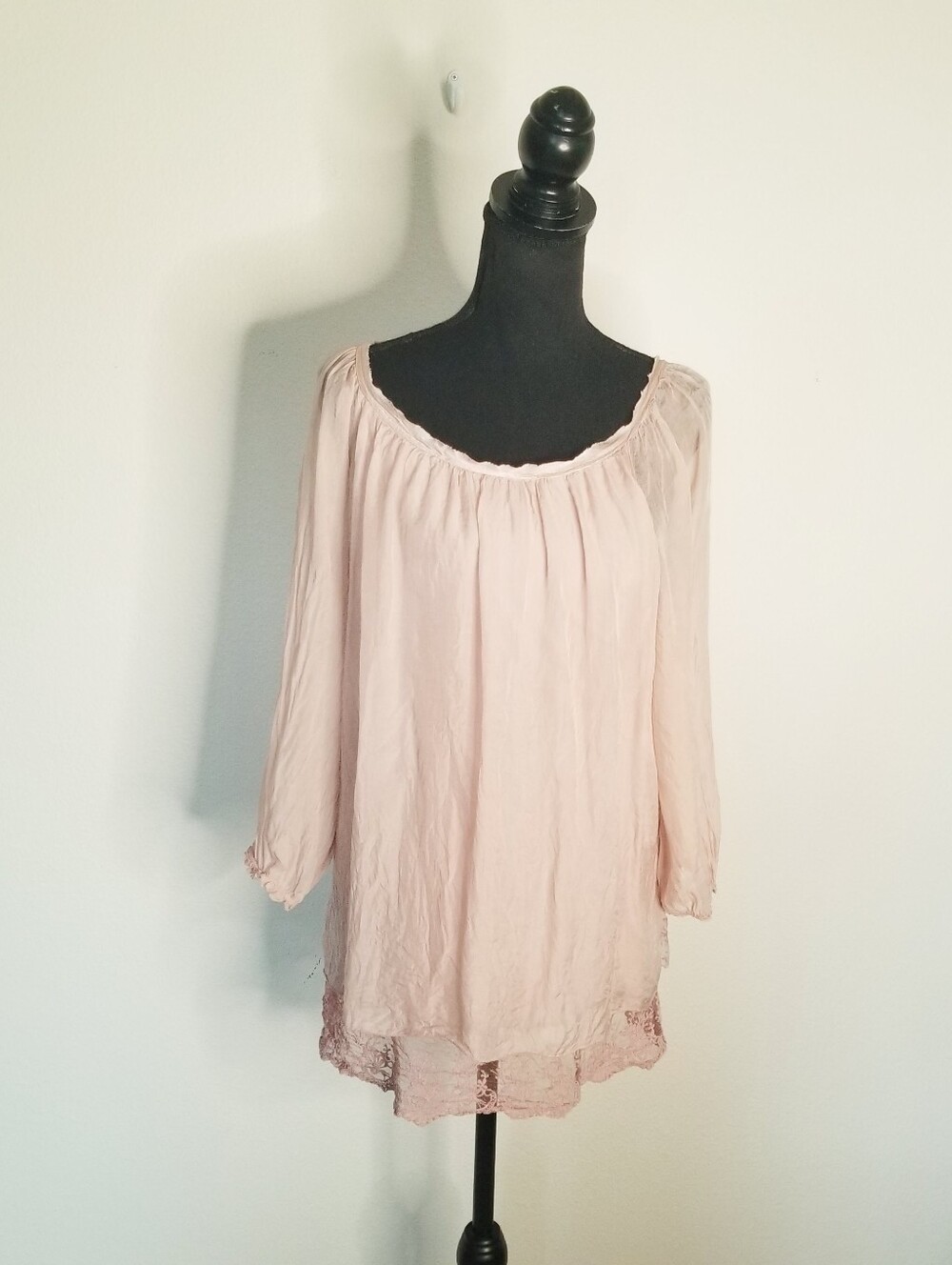 giulia Silk Lined Blouse Made In Italy Blush Lace S